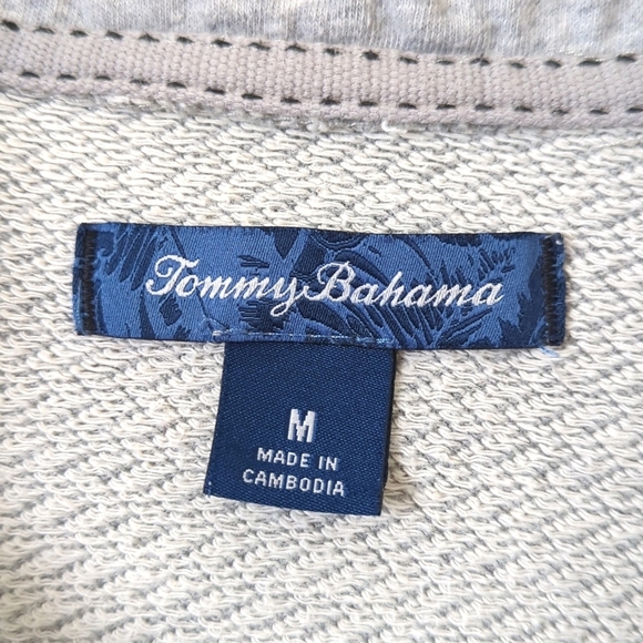 Tommy Bahama Lightweight Jacquard Knit Quarter Zip Pullover Sweater Gray Medium - Picture 4 of 10